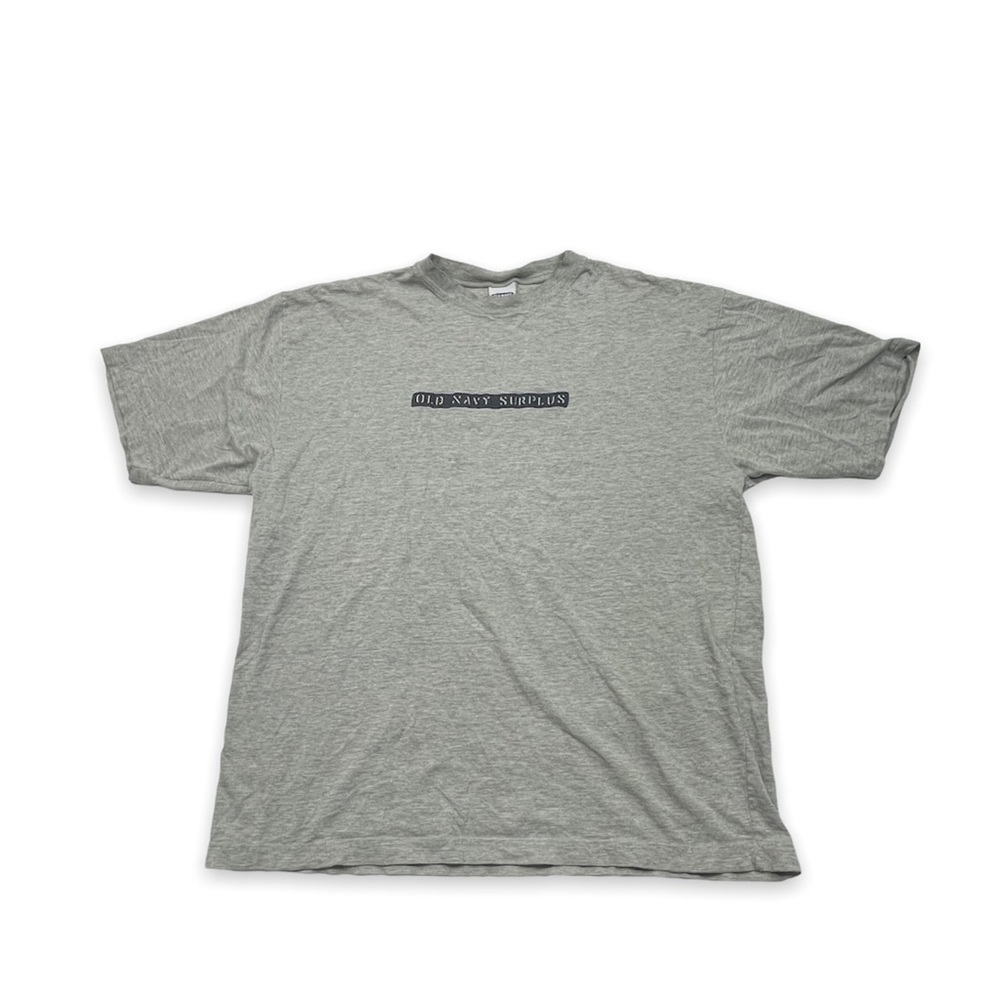 Vintage Old Navy spell out logo grey blue t shirt mens large